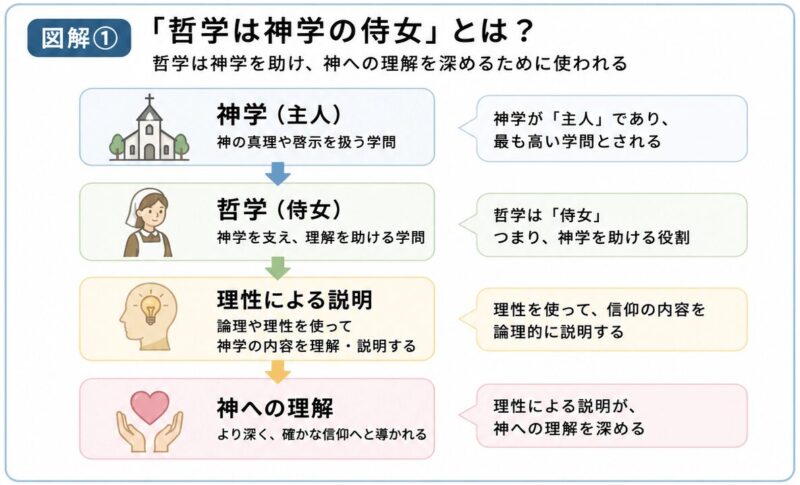「哲学は神学の侍女」の図解